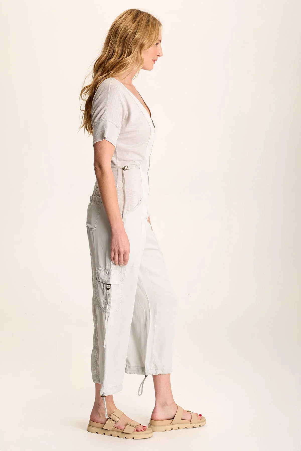 Naveen Short Sleeve Twill Banded Jumpsuit - Easypint