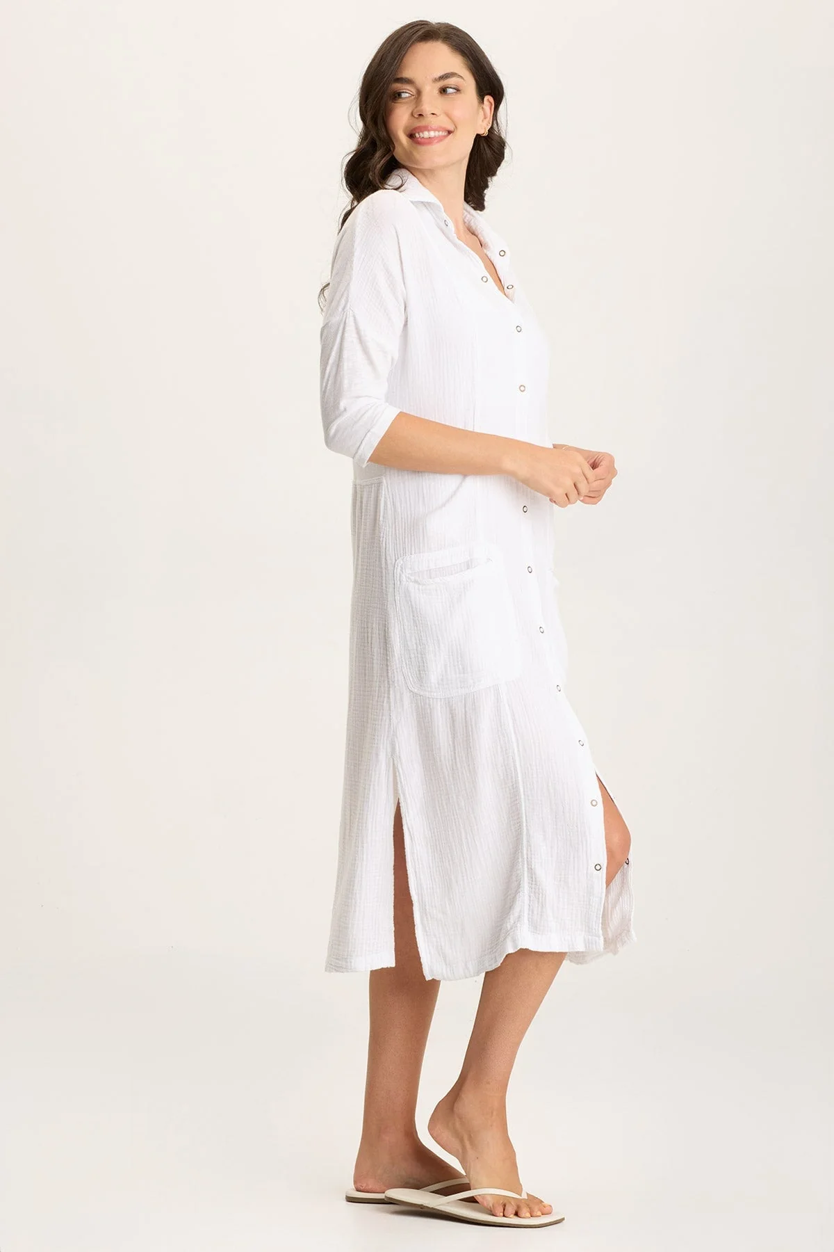 Hogue Gauze Duster Dress with Snap Front - Easypint