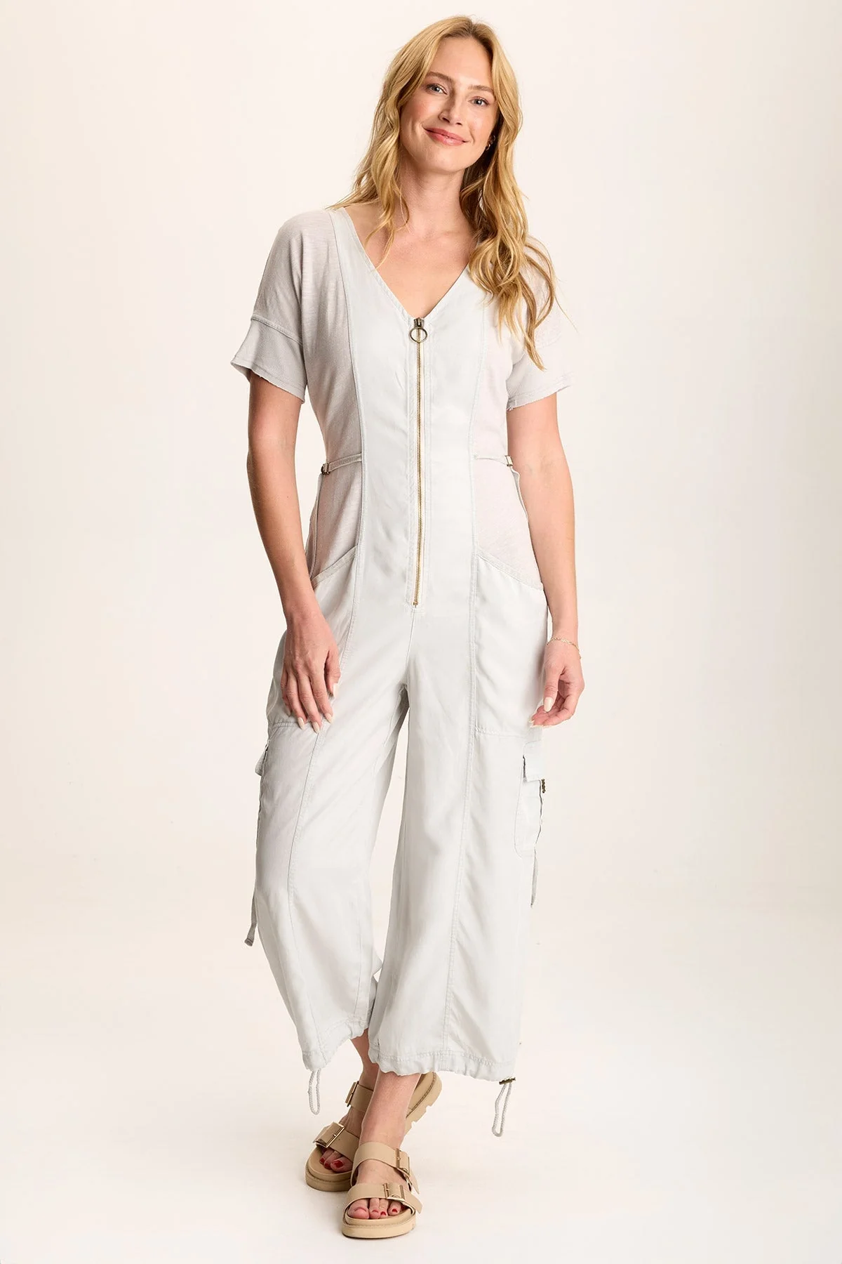 Naveen Short Sleeve Twill Banded Jumpsuit - Easypint