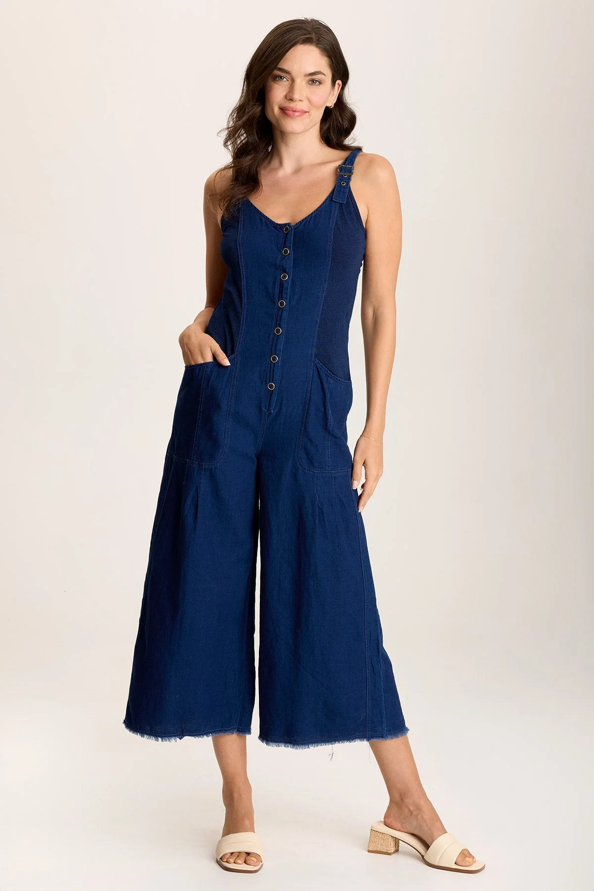 Jalila Mock-Denim Jumpsuit in Indigo Twill - Easypint