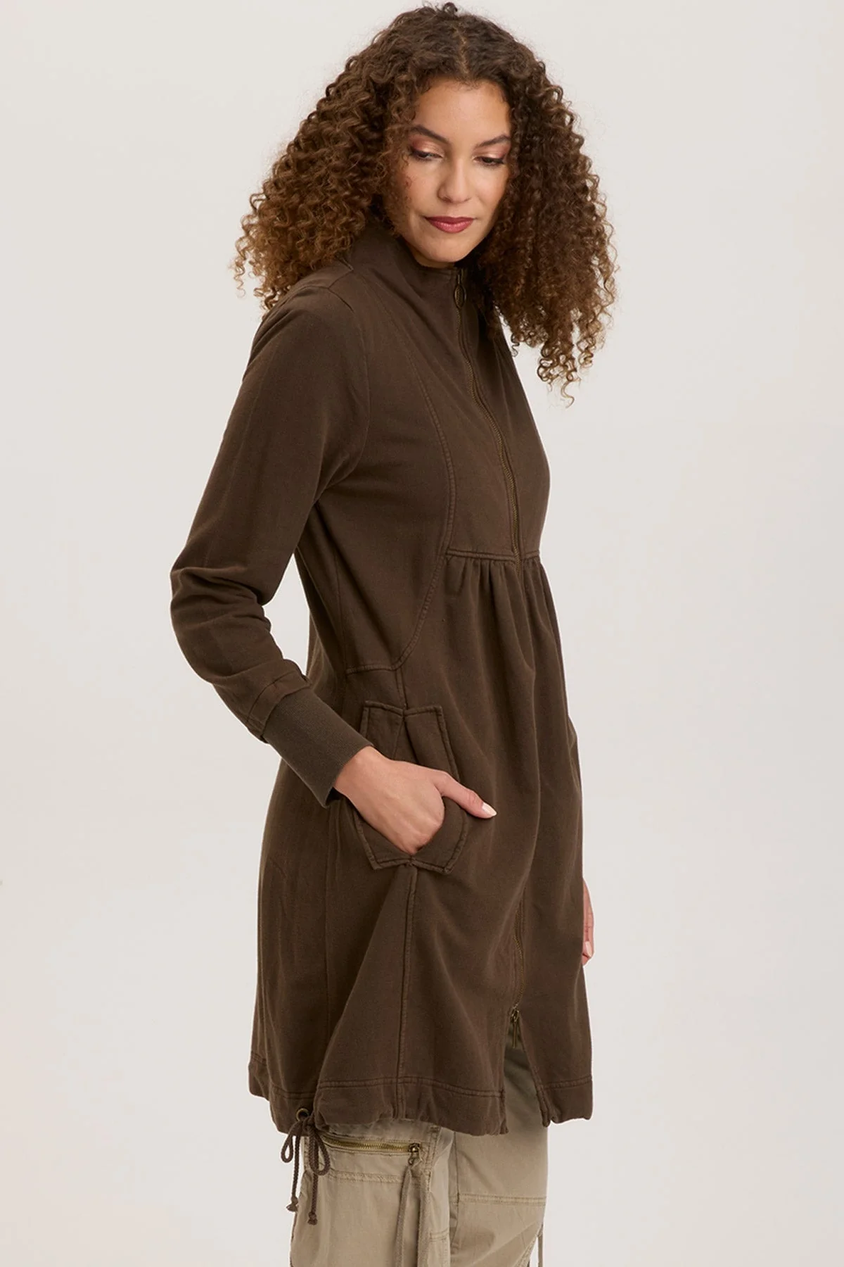 Fleece Funnel-Neck Longcoat - Easypint