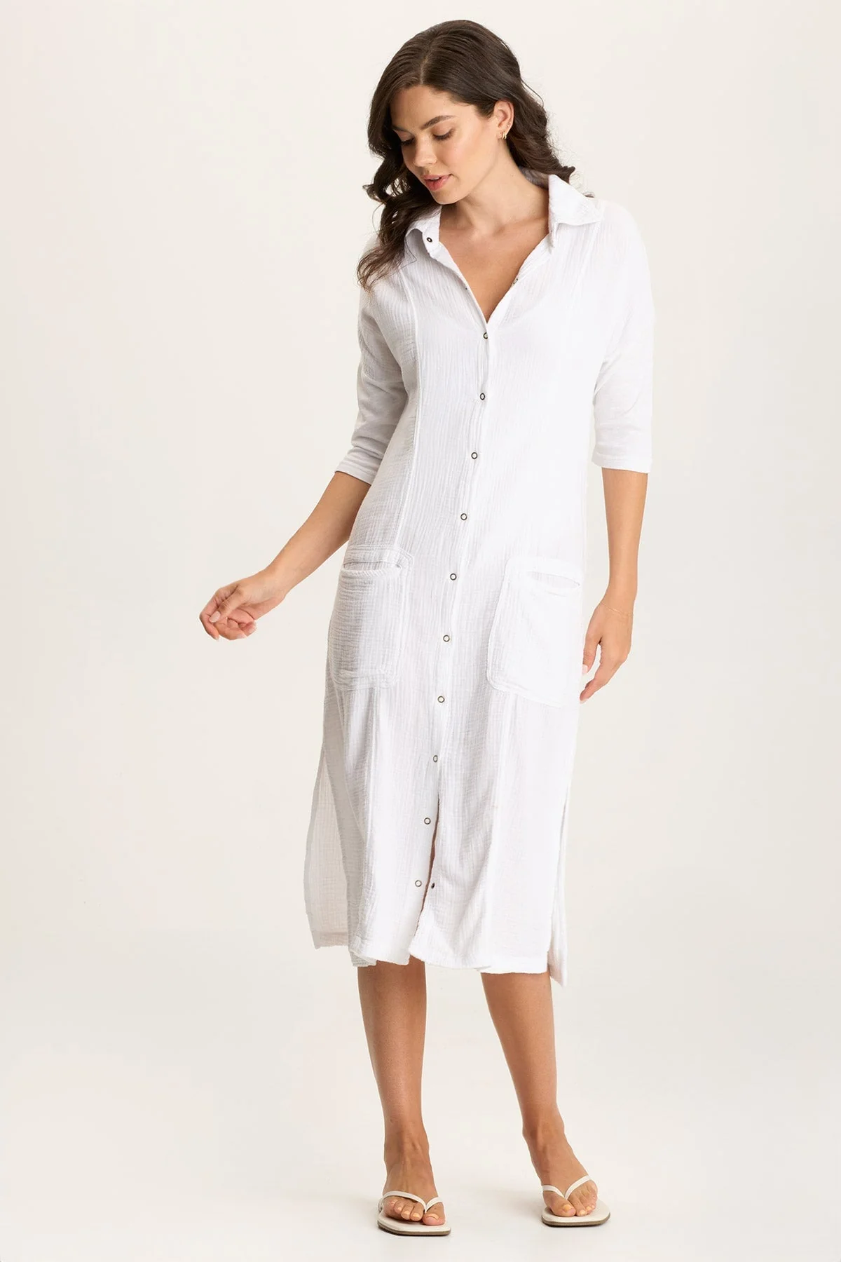 Hogue Gauze Duster Dress with Snap Front - Easypint