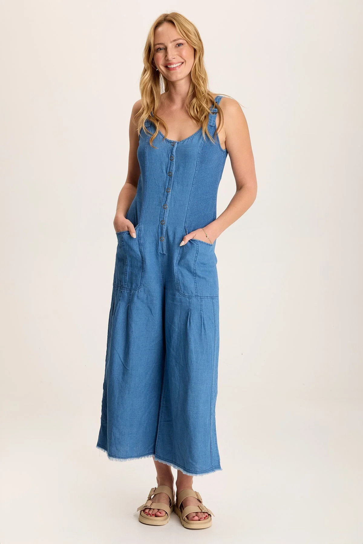 Jalila Mock-Denim Jumpsuit in Indigo Twill - Easypint